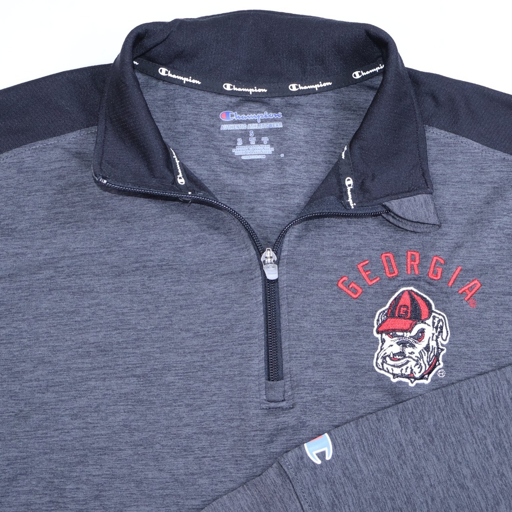 Champion Georgia Bulldogs Mens Small Gray Quarter Zip Pullover
